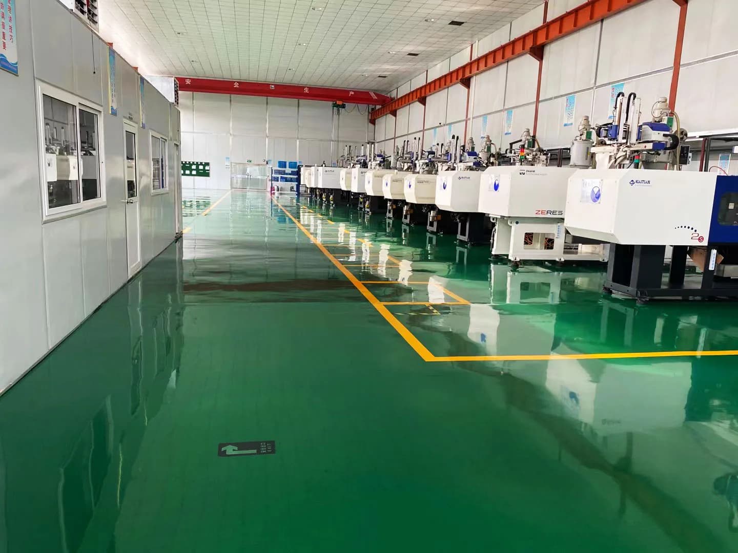 Alpha Medical Products factory floor Alpha Medical Products factory production floor with PP recovery collar manufacturing equipment